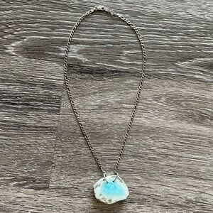 Larimar Slice Pendant on Sterling Silver Chain Necklace